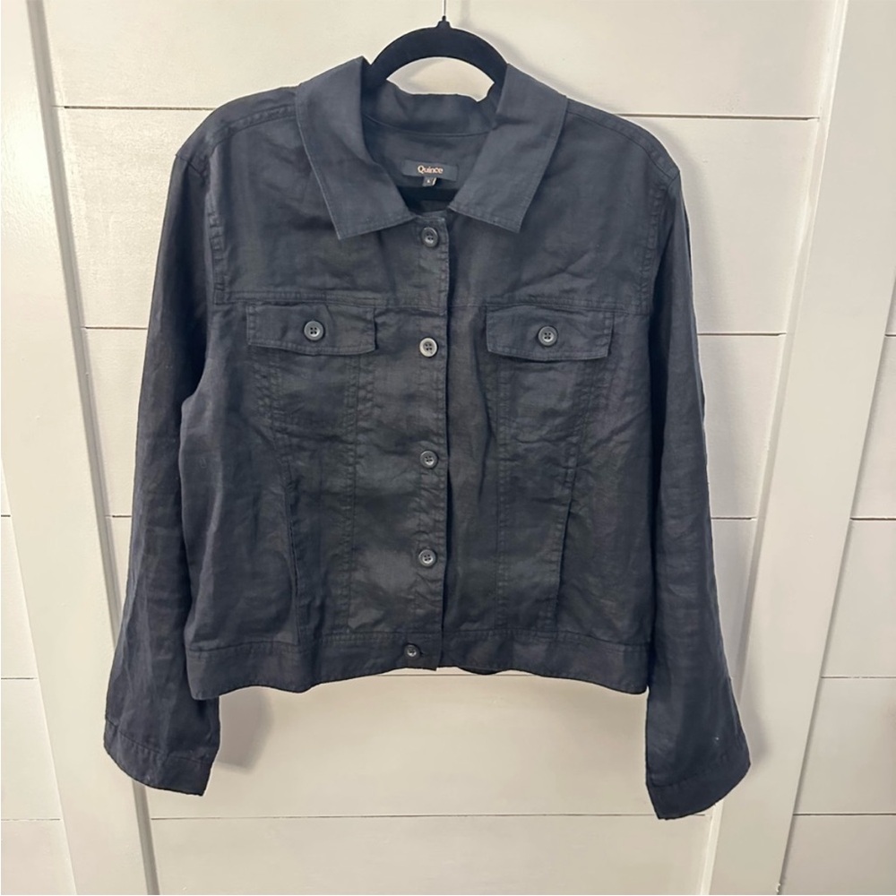 🌷Quince Women's 100% European Linen Jacket Black M🌷